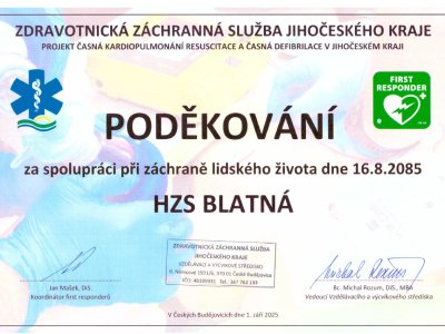 Systém FIRST RESPONDERŮ pomáhá zachraňovat životy